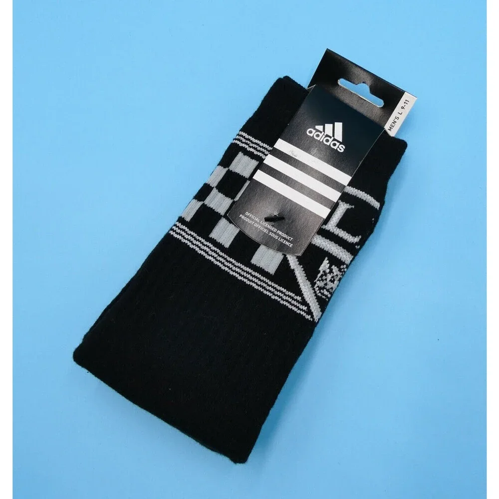 LA Kings Crew Socks Mens Large Sz 9 - 11 Adidas Black Gray Hockey NHL‎ Mid Y2K